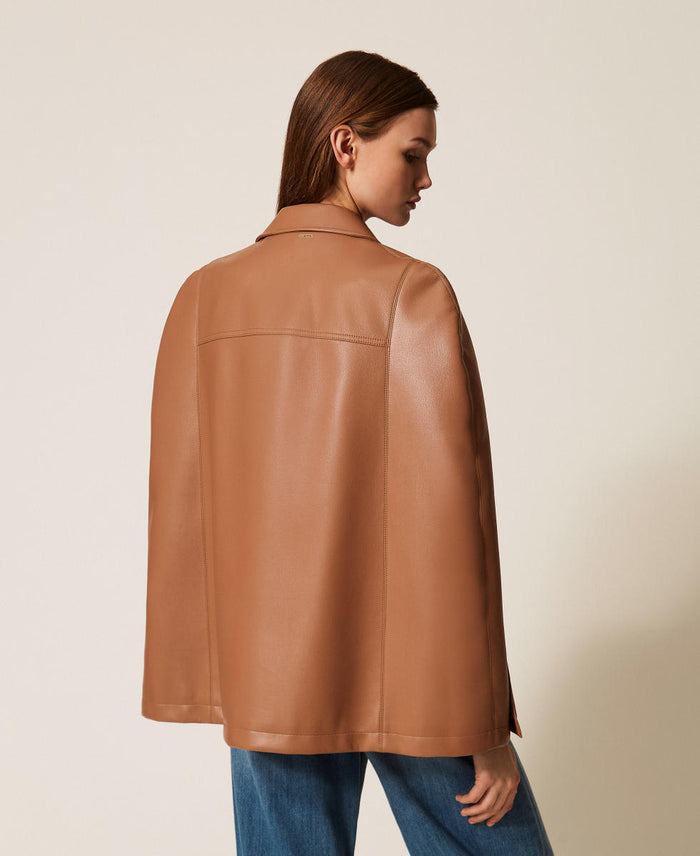 Leather Effected Cape-Style Jacket