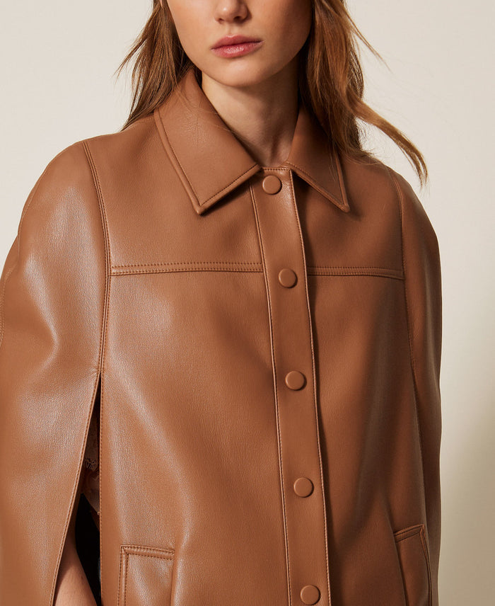 Leather Effected Cape-Style Jacket