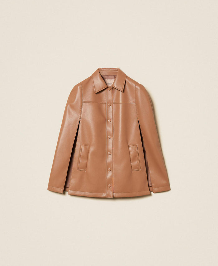 Leather Effected Cape-Style Jacket