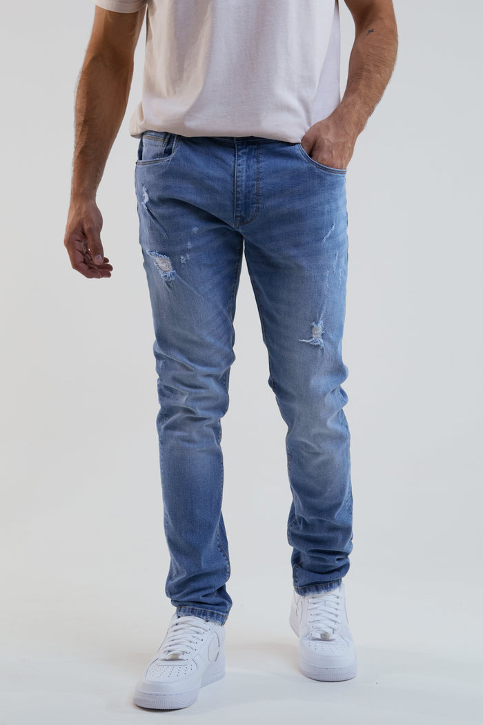 Legacy Taper Fit Stretch Denim Jeans - Light Blue