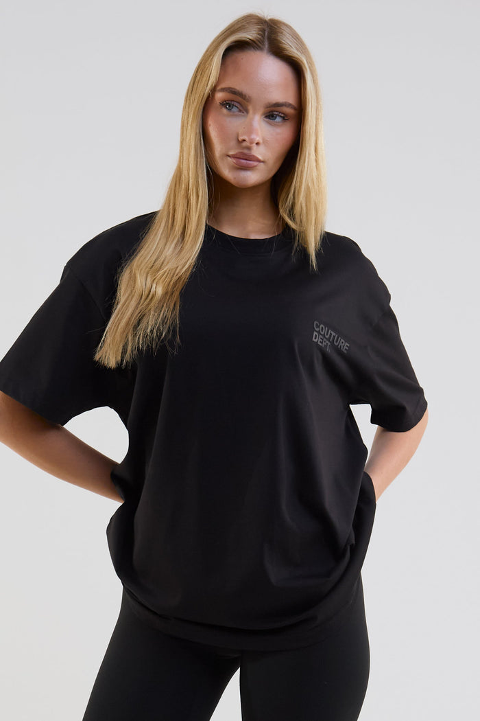 Lexa Oversized Cotton T-Shirt - Black