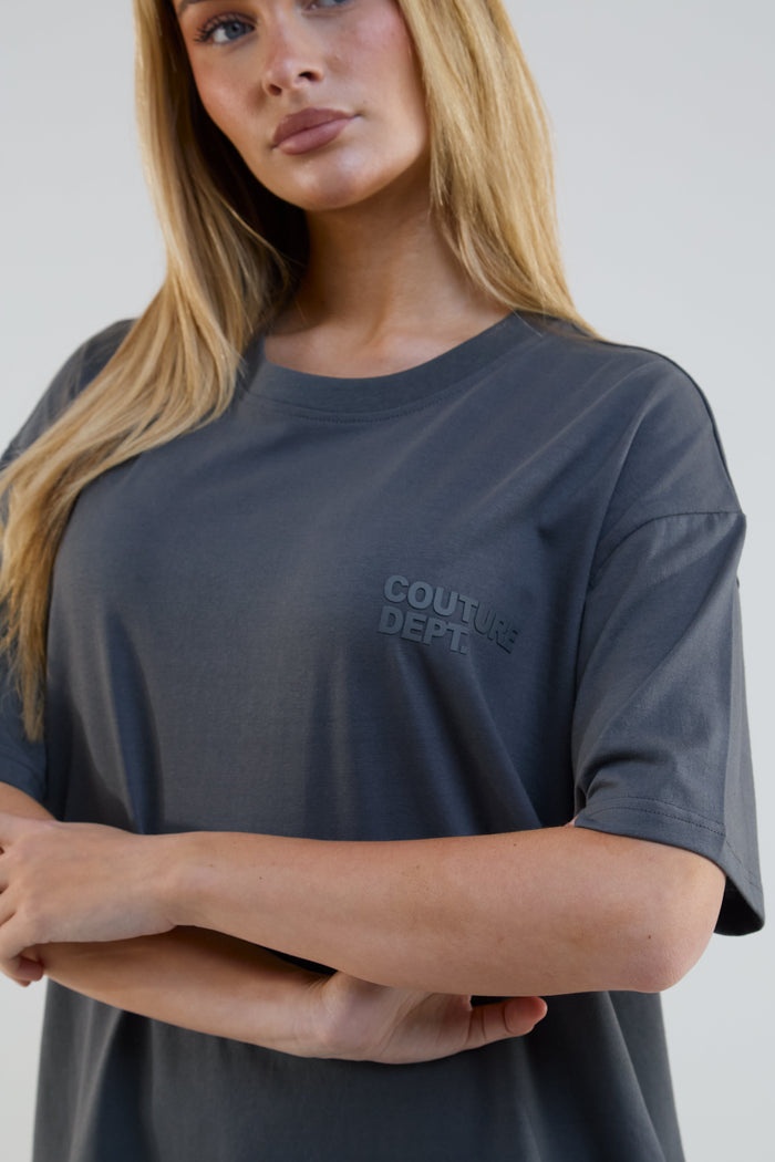 Lexa Oversized Cotton T-Shirt - Dark Grey