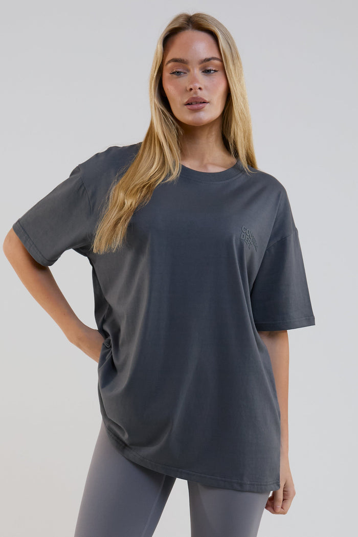 Lexa Oversized Cotton T-Shirt - Dark Grey