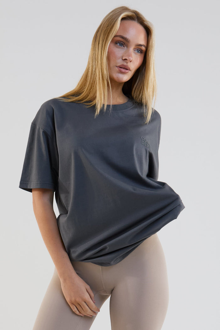 Lexa Oversized Cotton T-Shirt - Dark Grey