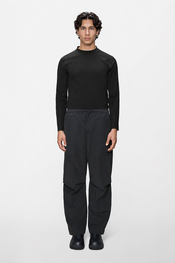 RAINS Light Woven Pants Wide Black Pants