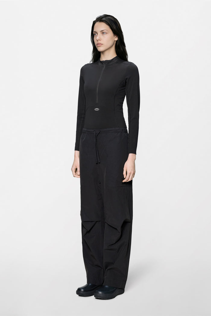 RAINS Light Woven Pants Wide Black Pants