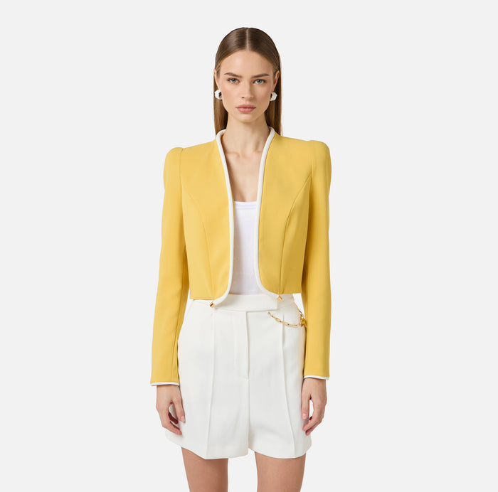 Lightweight crepe jacket with 3D piping