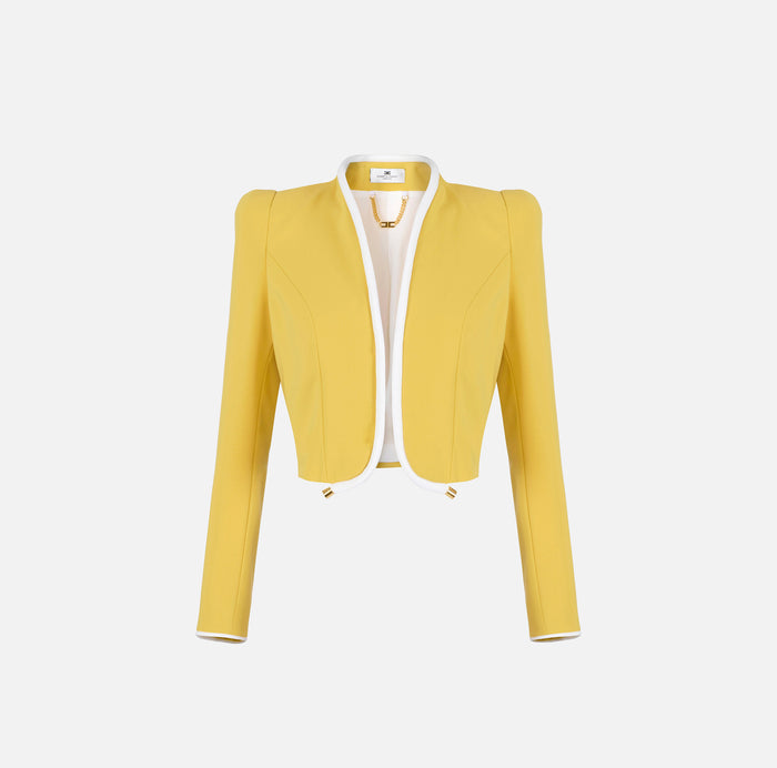 Lightweight crepe jacket with 3D piping