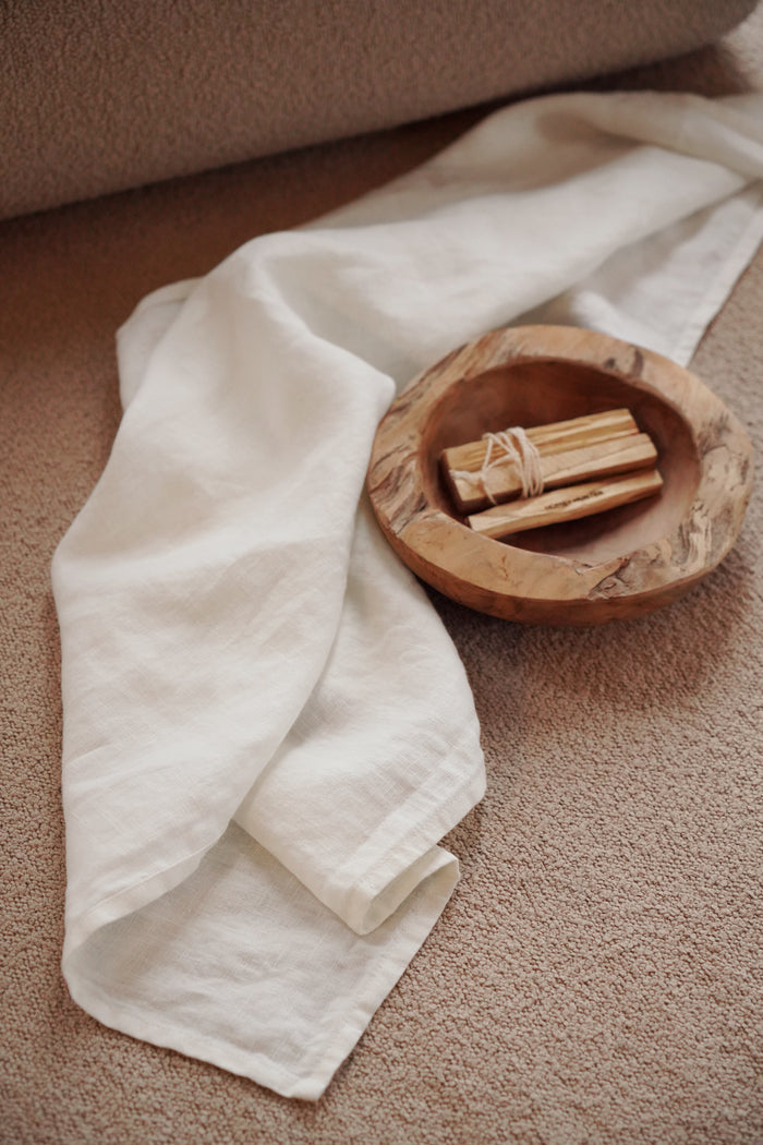 Linen Bath Towel Set of 3 in Cream: Beach & Spa