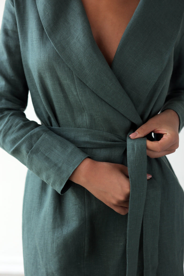 Linen Bathrobe CALLA with a hood - IN STOCK