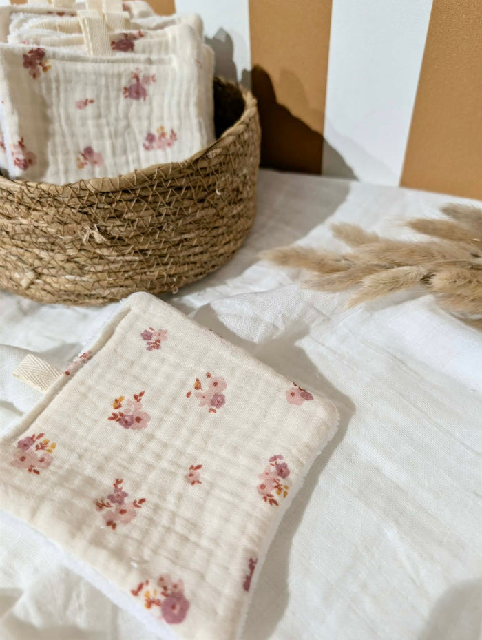 Lingette lavable | Fleurs roses