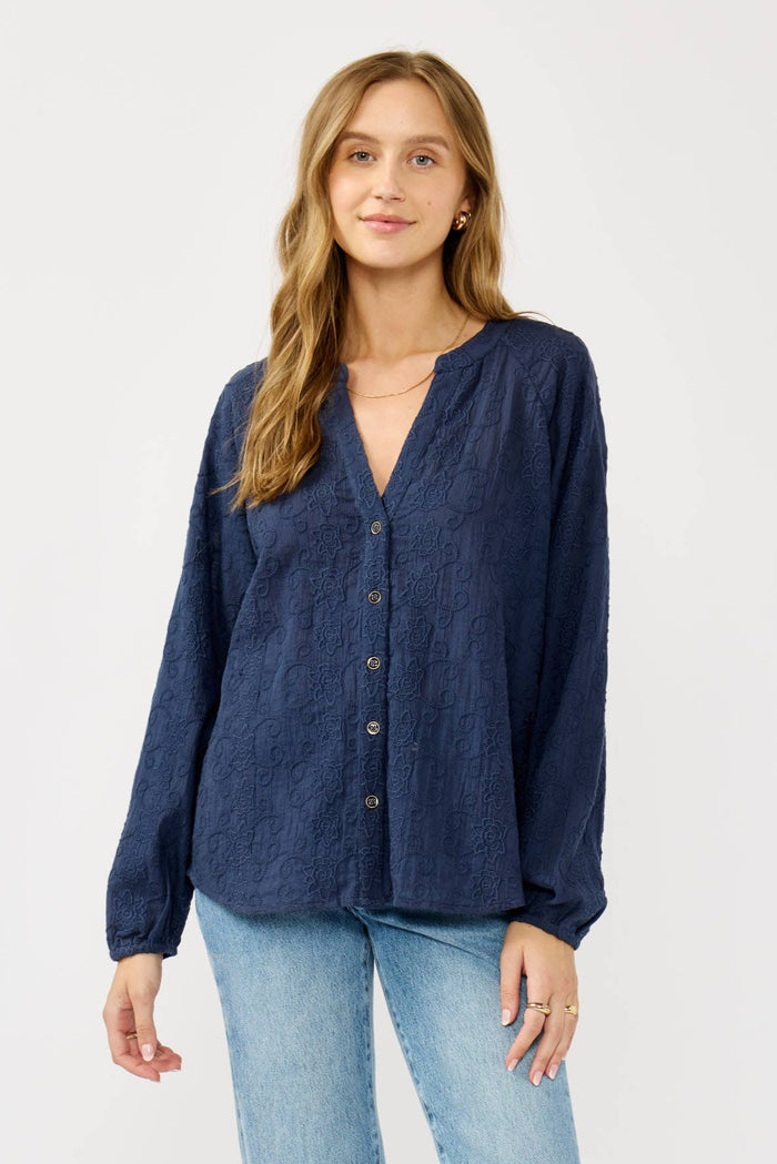 Long Sleeve Button Down Raglan Blouse - Adored A Lovely Boutique