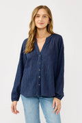 Long Sleeve Button Down Raglan Blouse - Adored A Lovely Boutique