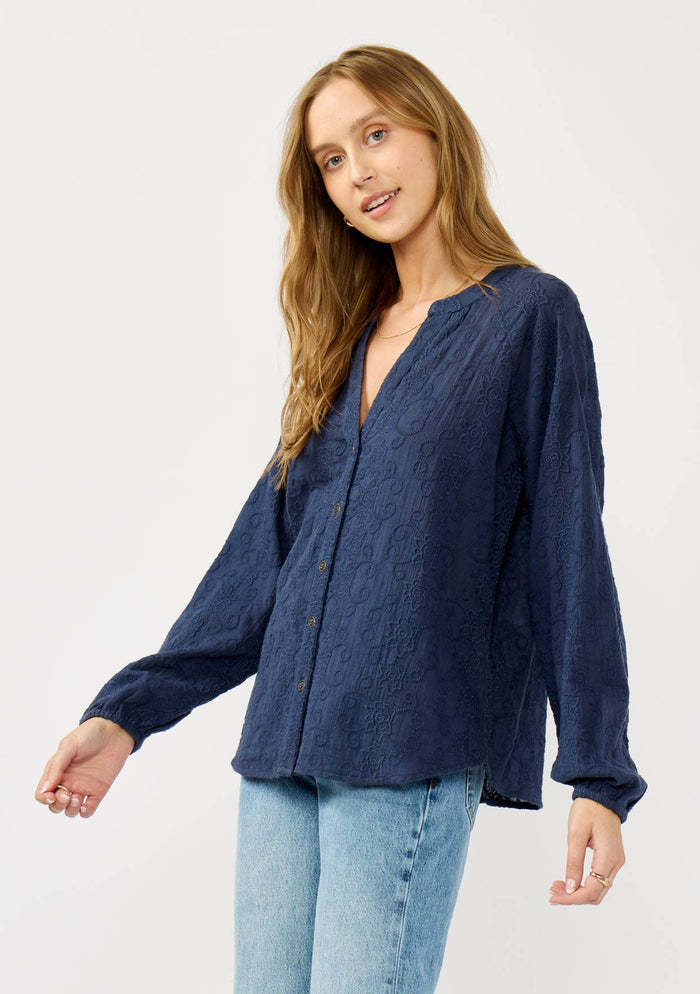 Long Sleeve Button Down Raglan Blouse - Adored A Lovely Boutique
