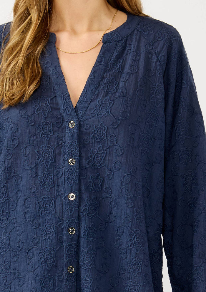 Long Sleeve Button Down Raglan Blouse - Adored A Lovely Boutique