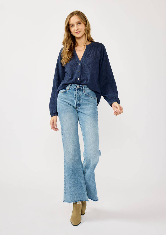 Long Sleeve Button Down Raglan Blouse - Adored A Lovely Boutique