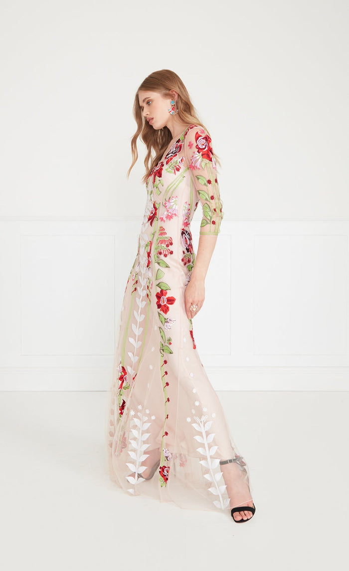 Lucille V-Neck Dress - Cameo Pink