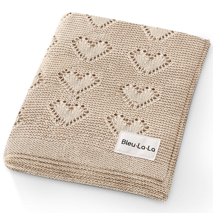 Luxury Cotton Receiving Swaddle Baby Blanket - Heart