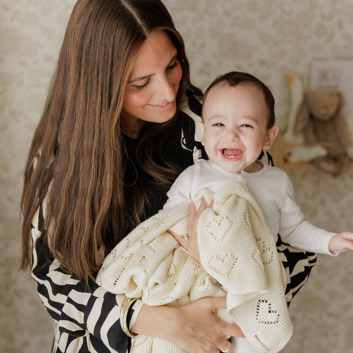 Luxury Cotton Receiving Swaddle Baby Blanket - Heart