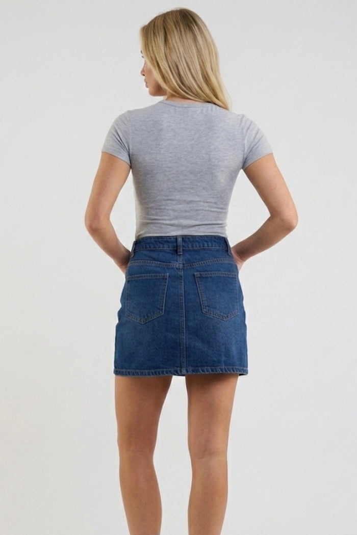 Lyla Seam Detail Denim Miniskirt - Indigo