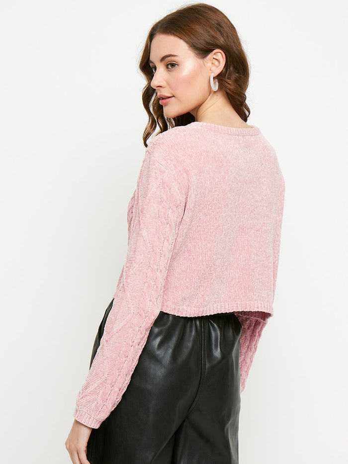 Madame Peach Cable Knit Sweater