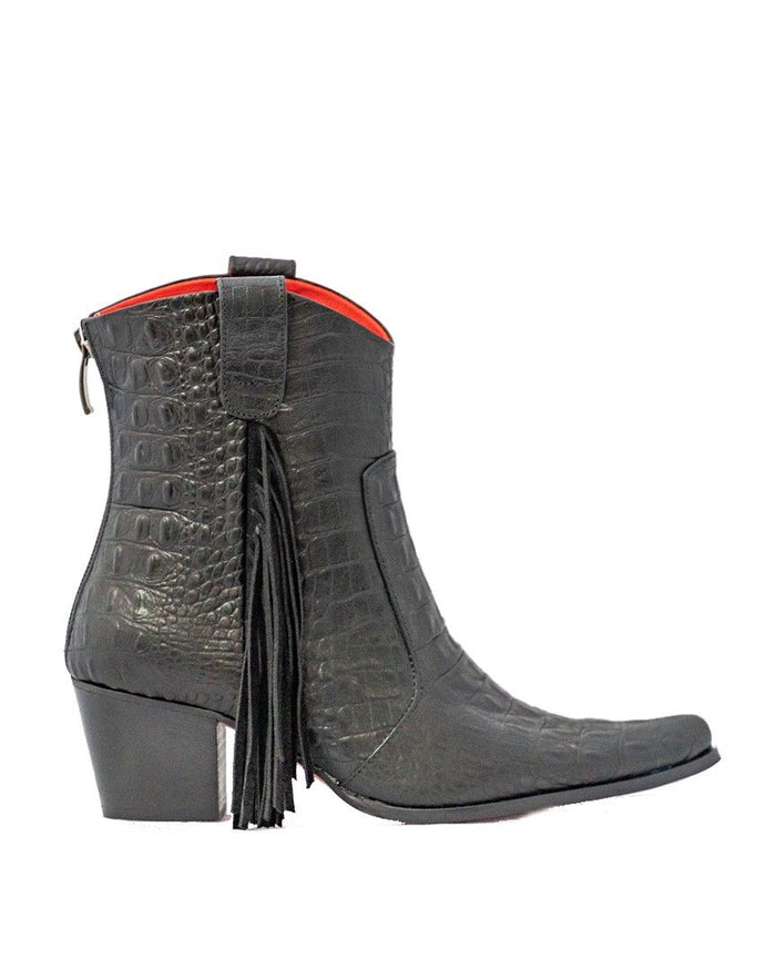 Manchester Black Short Fringe Bootie