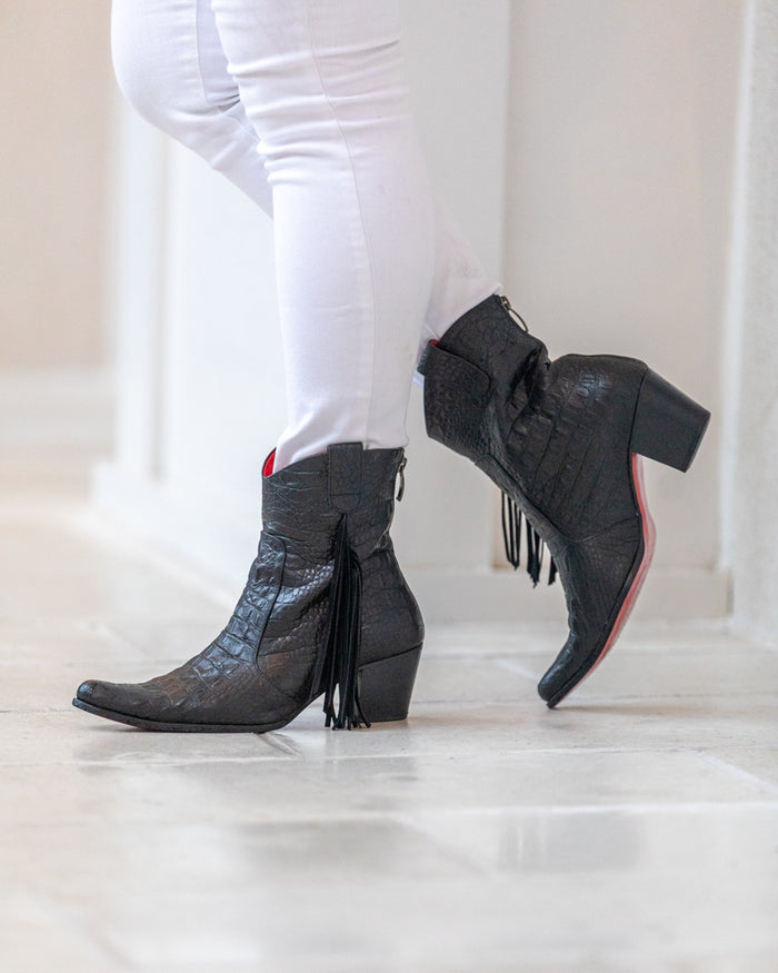 Manchester Black Short Fringe Bootie