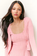 Martti Stretch Pointelle Cardigan - FAWN PINK