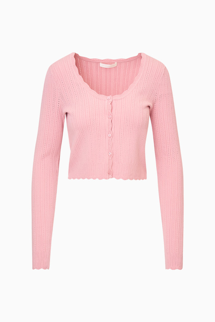 Martti Stretch Pointelle Cardigan - FAWN PINK