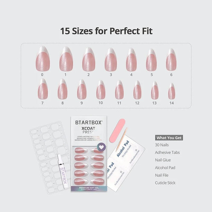 Medium Almond French Tip Glitter Press-On Nails