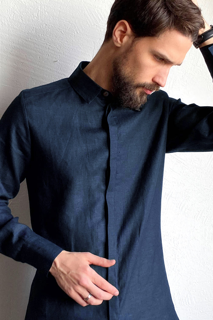 Men’s Classic Collar Linen Shirt HOLLY - IN STOCK