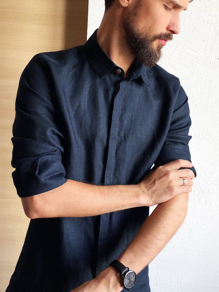 Men’s Classic Collar Linen Shirt HOLLY - IN STOCK