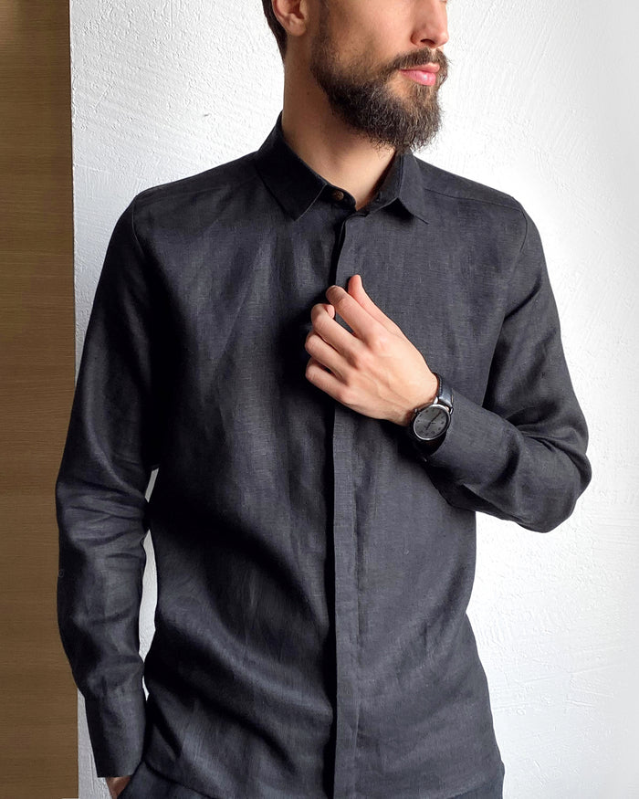 Men’s Classic Collar Linen Shirt HOLLY - IN STOCK
