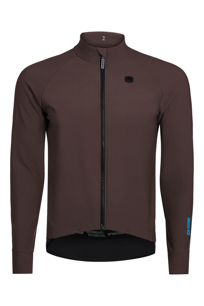 Men's G-Shield Thermal Long Sleeve Jersey by Giordana Cycling, SABLE BROWN, Made in Italy