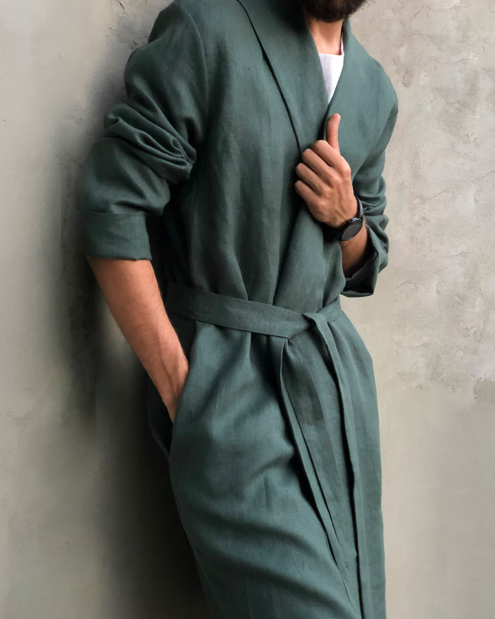 Men’s linen bathrobe JUNIPER - IN STOCK