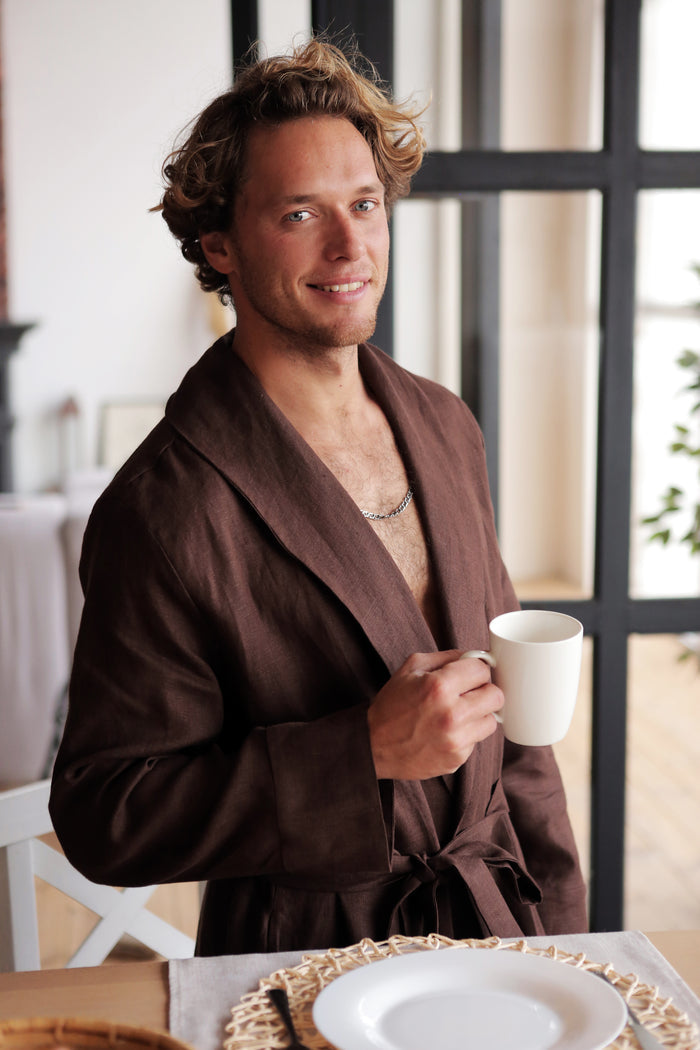 Men’s linen bathrobe JUNIPER LONG - IN STOCK