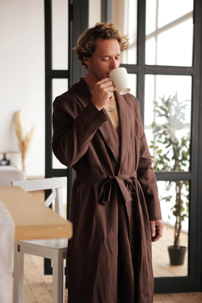 Men’s linen bathrobe JUNIPER LONG - IN STOCK