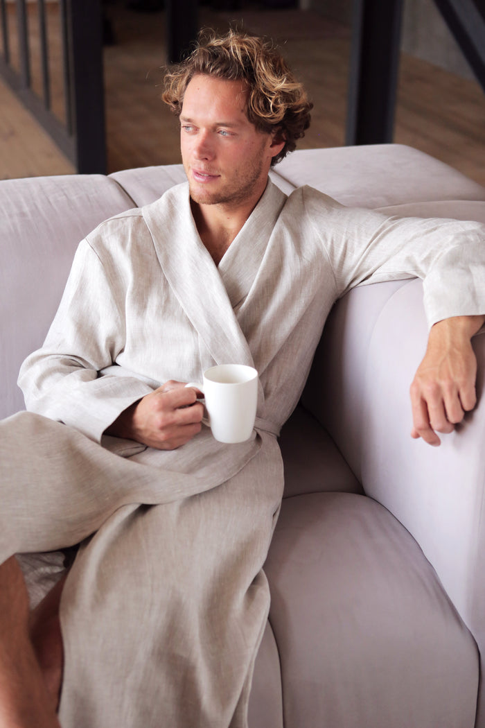 Men’s linen bathrobe JUNIPER LONG - IN STOCK