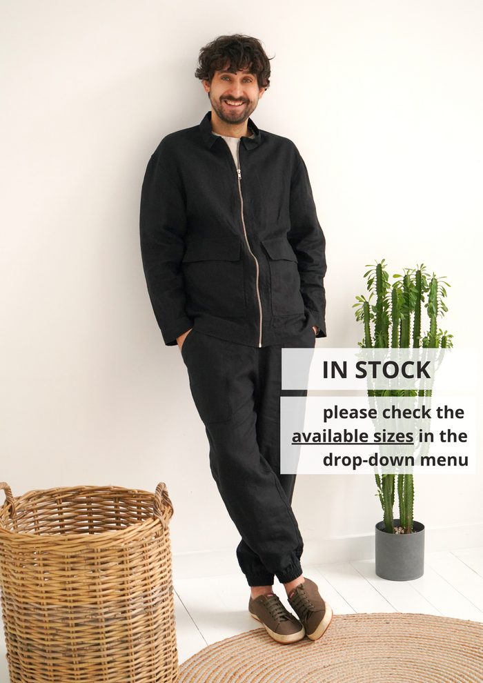 Men’s Linen Bomber Jacket BERGAMOT - IN STOCK