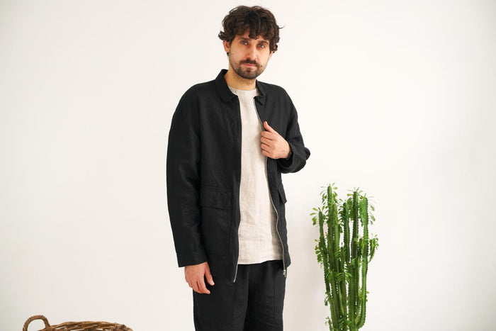 Men’s Linen Bomber Jacket BERGAMOT - IN STOCK