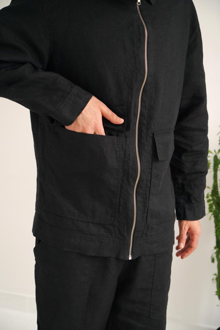 Men’s Linen Bomber Jacket BERGAMOT - IN STOCK