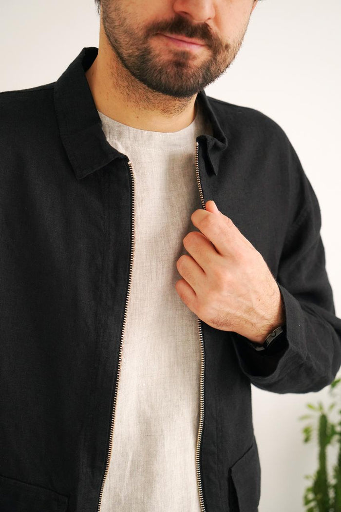Men’s Linen Bomber Jacket BERGAMOT - IN STOCK