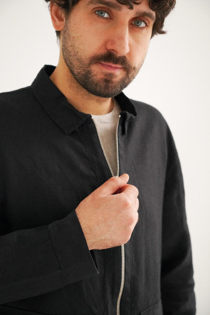 Men’s Linen Bomber Jacket BERGAMOT - IN STOCK