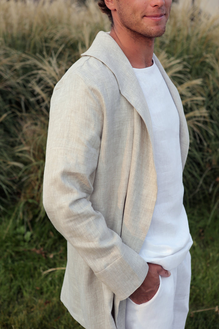 Men’s Linen Cardigan WALNUT - IN STOCK