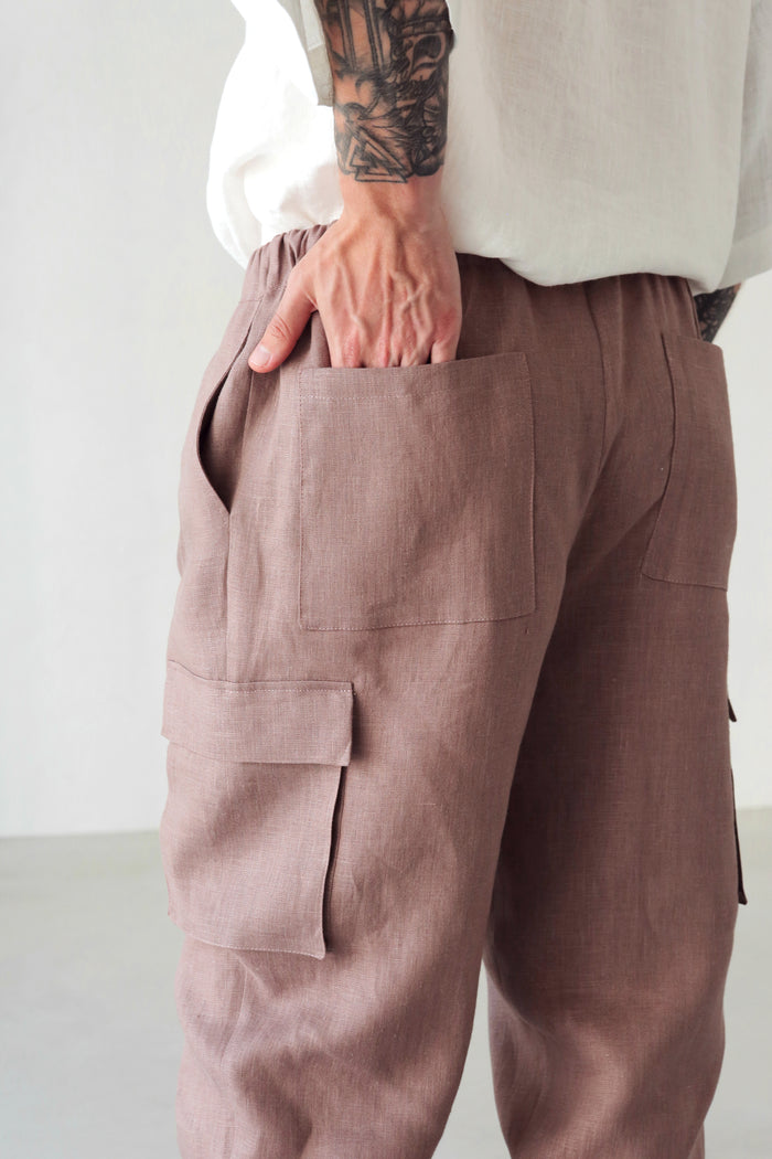 Men’s linen cargo pants SUMAC - IN STOCK