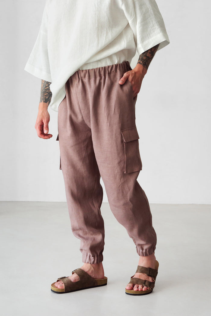 Men’s linen cargo pants SUMAC - IN STOCK