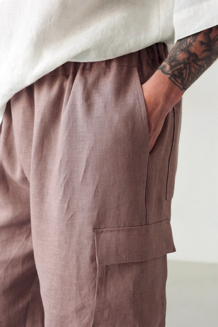 Men’s linen cargo pants SUMAC - IN STOCK