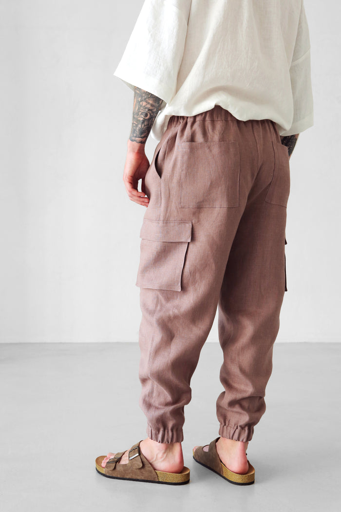 Men’s linen cargo pants SUMAC - IN STOCK