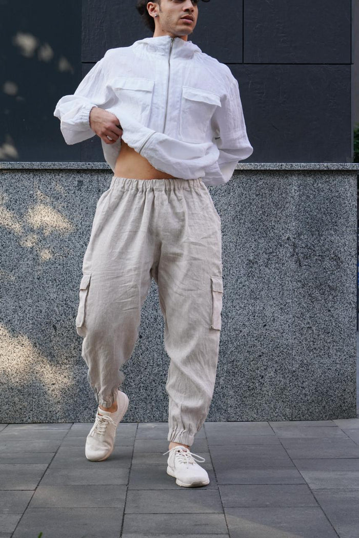 Men’s linen cargo pants SUMAC - IN STOCK