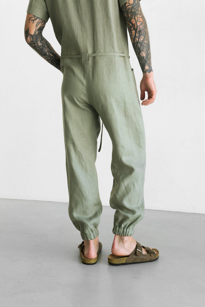 Mens Linen Jumpsuit PALO SANTO Short Sleeve - IN STOCK